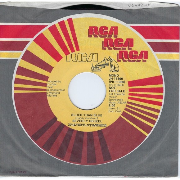 Beverly Heckel Promo 45 Bluer Than Blue (Mono) / Stereo on RCA VG+ Country - Picture 1 of 2